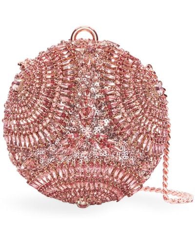 Oscar de la Renta Crystal Embroidered Billiard Bag - Pink