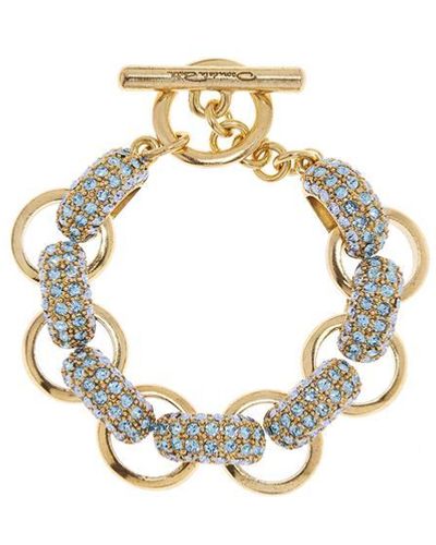 Oscar de la Renta Pavé Crystal Link Bracelet - Metallic