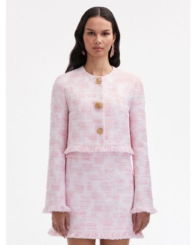Oscar de la Renta Textured Tweed Jacket - Pink