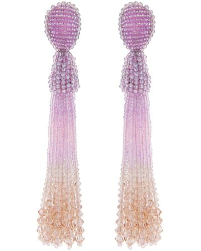 Oscar de la Renta Beaded Ombré Tassel Clip-on Earrings - Pink