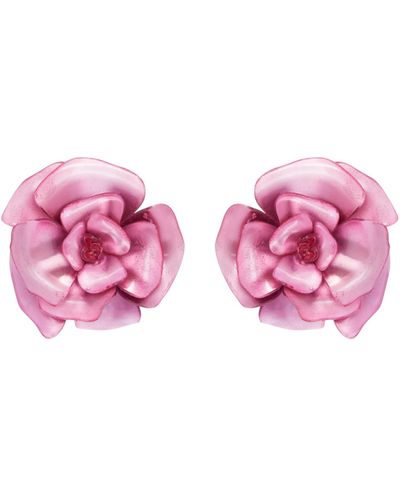 Oscar de la Renta Gardenia Plexi Clip-on Earrings - Pink