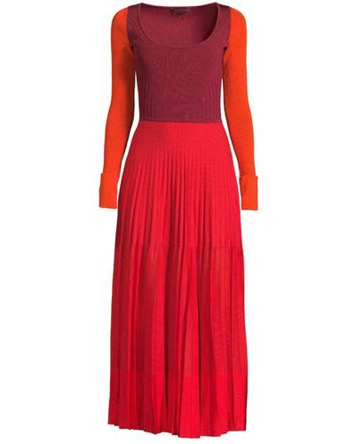 Alexander McQueen Geplooide Midi-jurk Met Lange Mouwen - Rood