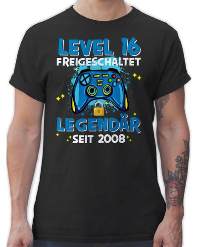 Shirtracer T-Shirt Level freigeschaltet Legendär seit 2008 16. Geburtstag - Schwarz