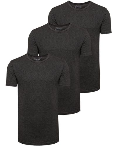 Yazubi T-Shirt Max Shaped Long Tee 3- (Set, 3er-Pack) modernes Rundhalsshirt - Schwarz