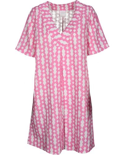 THE FASHION PEOPLE Midikleid Dress Linen AOP - Pink