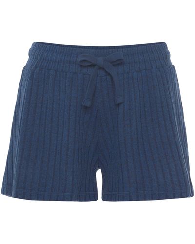 Lascana Shorts -Loungeshorts meliert in weicher Ripp-Qualität mit Bindeband - Blau
