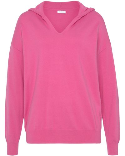 Lascana Strickpullover -Kapuzensweatshirt aus weicher Viskosemischung, Loungewear - Pink