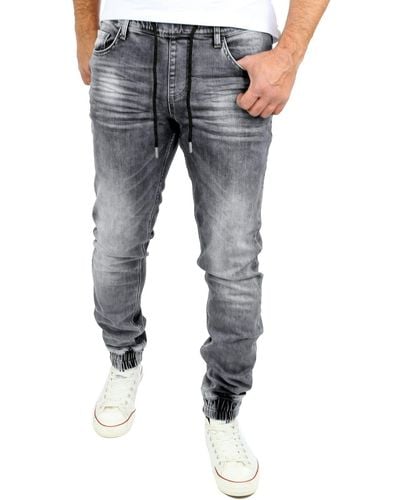 Reslad Used Look Jeans- -Hose RS-2073 Stretch Jogging-Denim Slim Fit - Blau