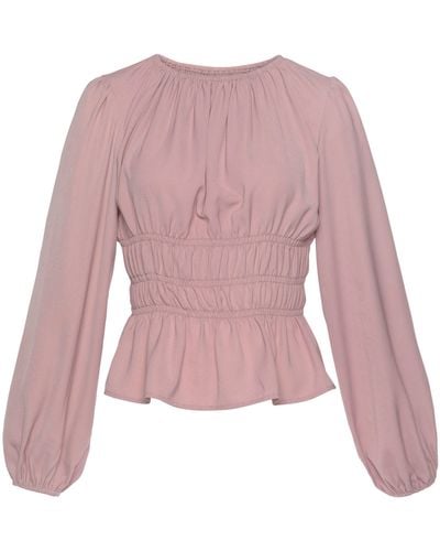 Lascana Langarmbluse mit modischen Raffungen, elegante bluse, festlich - Pink