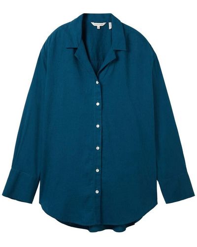 Tom Tailor Blusenshirt modern blouse with linen - Blau