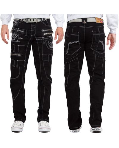 Kosmo Lupo 5-Pocket-Jeans Auffällige Hose BA-KM009-1 Schwarz W33/L32 (1-tlg)