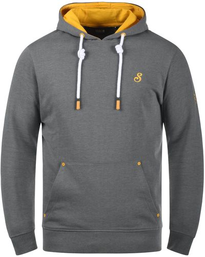 Solid Hoodie SDKenan Kapuzensweatshirt mit kontrastreichen farblichen Details - Grau