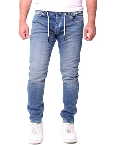 Reslad Jeans - Sweathose in Jeansoptik l Denim Stretch Sweatjeans Hose Slim Fit - Blau
