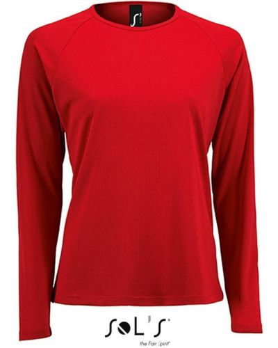 Sol's Langarmshirt Long-Sleeve Sports T-Shirt Sporty - Rot