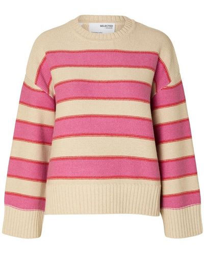 SELECTED Sweatshirt SLFJILL LS KNIT O-NECK - Pink