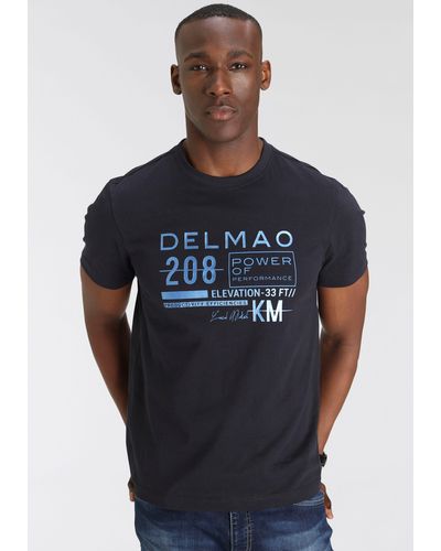 Delmao T-Shirt mit leicht glänzendem Brustprint-NEUE MARKE! - Schwarz
