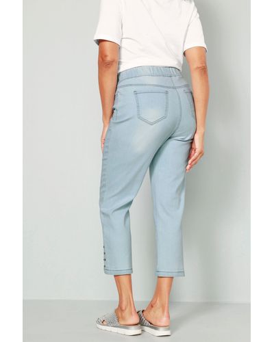 MIAMODA Regular-- 3/4-Jeans Slim Fit Wellensaum 5-Pocket - Blau