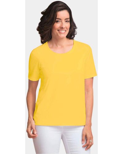 Goldner T- Kurzgröße: Gepflegtes Shirt in formstabiler Ware - Gelb