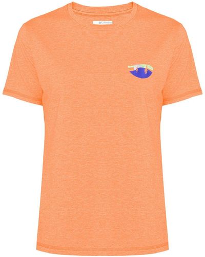 Columbia Kurzarmshirt Sun TrekTM Graphic Tee II mit farbenfrohem Print auf der Rückseite - Orange