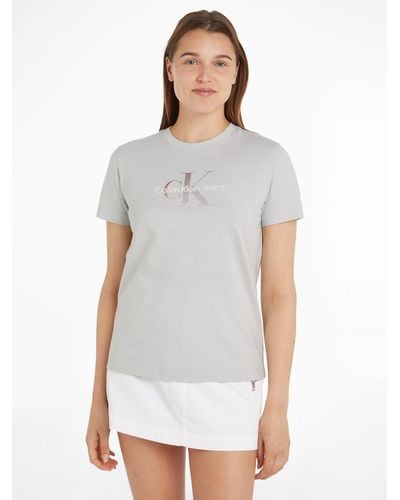 Calvin Klein T-Shirt DIFFUSED MONOLOGO REGULAR TEE mit Logoschriftzug - Weiß