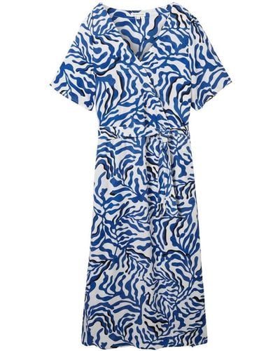 Tom Tailor Sommerkleid printed wrap dress - Blau