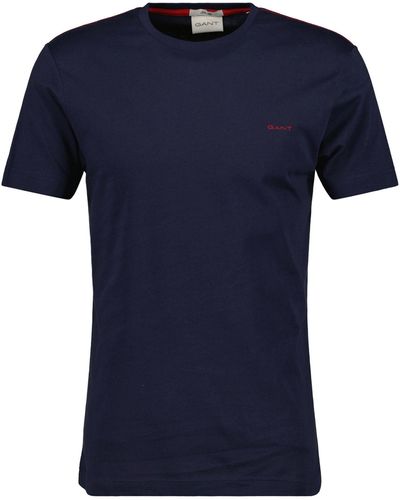 GANT T-Shirt - CONTRAST LOGO, Rundhals, kurzarm - Blau