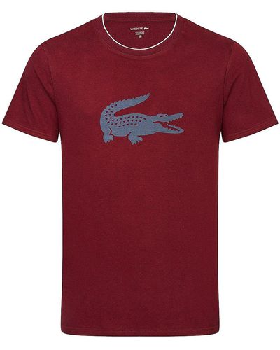 Lacoste Pyjamaoberteil Short Sleeve Tee (1-tlg) T-Shirt kurzarm Schlafshirt großer Logodruck - Rot