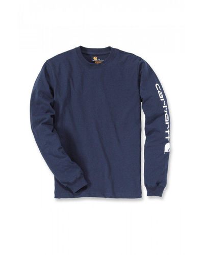 Carhartt Langarmshirt Relaxed Fit Heavyweight Long- Logo Sleeve Graphic Adult - Blau