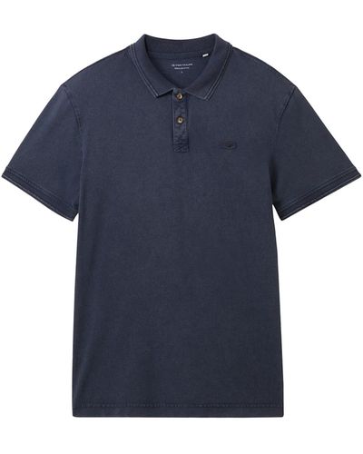 Tom Tailor Poloshirt Kurzarmshirt mit Polokragen (1-tlg) - Blau