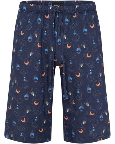 Hanro Pyjamahose Night & Day kurzer Schlafshort - Blau