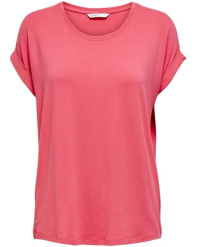 ONLY Einfarbiges T-Shirt Rundhals Kurzarm Oberteil ONLMOSTER (1-tlg) 3989 in Rosa-2 - Pink