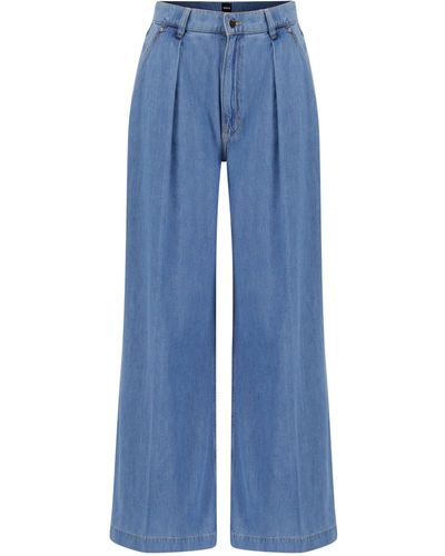 BOSS 5-Pocket- Jeans DENIM WIDE LEG (1-tlg) - Blau