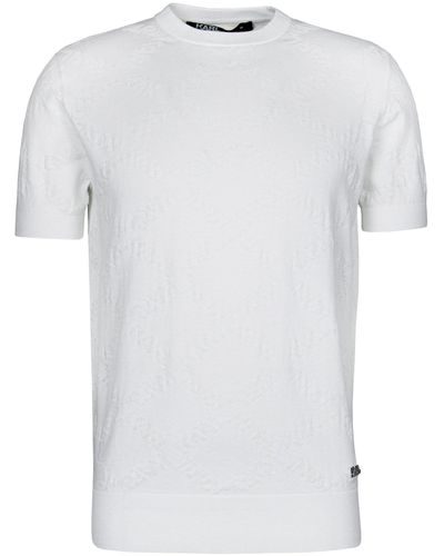 Karl Lagerfeld Kurzarmpullover mit Allover-Muster (1-tlg) - Weiß
