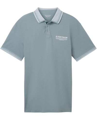 Tom Tailor Poloshirt Kurzarmshirt mit Polokragen (1-tlg) - Blau