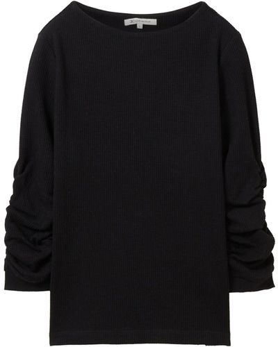 Tom Tailor Hoodie Basic sweater with gathering - Schwarz