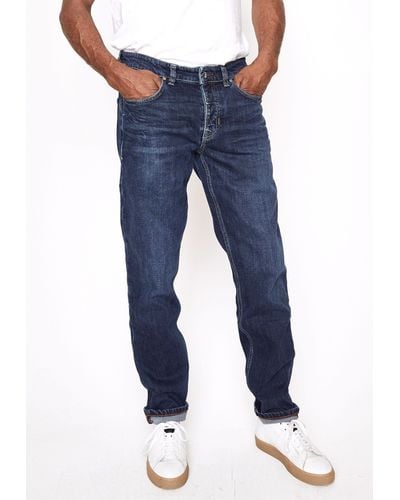 Five Fellas Tapered-fit-Jeans MANSON nachhaltig, Italien, Stretch, coole Waschung - Blau