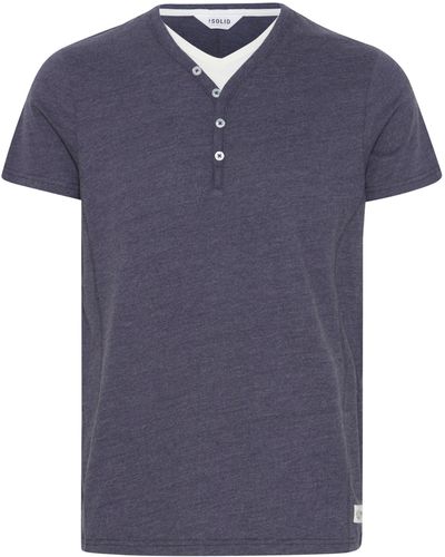 Solid Layershirt SDDorian Kurzarmshirt im 2-in-1 Look - Blau