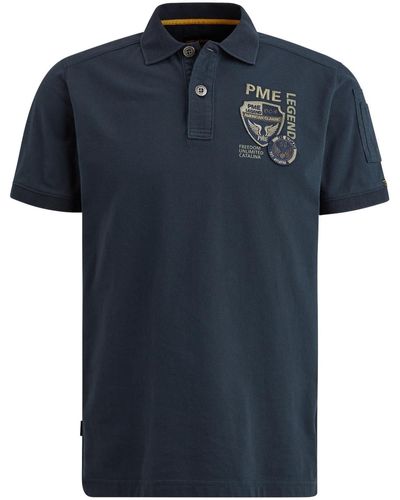 PME LEGEND T-Shirt Short sleeve polo pique, Salute - Blau