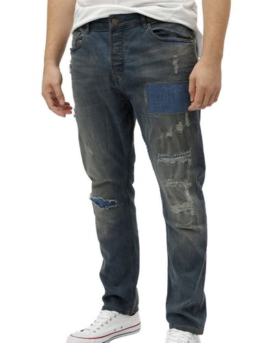 Only & Sons & Stoffhose 5-Pocket- Denim-Hose Aged Blue Patch Alltags-Jeans Blau