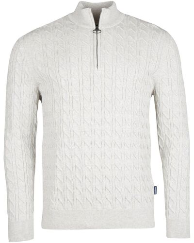 Barbour Zip-Troyer Cable Knit - Weiß