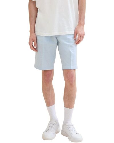 Tom Tailor Stoffhose regular linen shorts, soft powder blue chambray - Blau