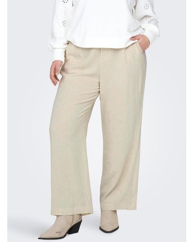Only Carmakoma Anzughose CARAGNES MW LINEN BL MEL PANT TLR - Natur