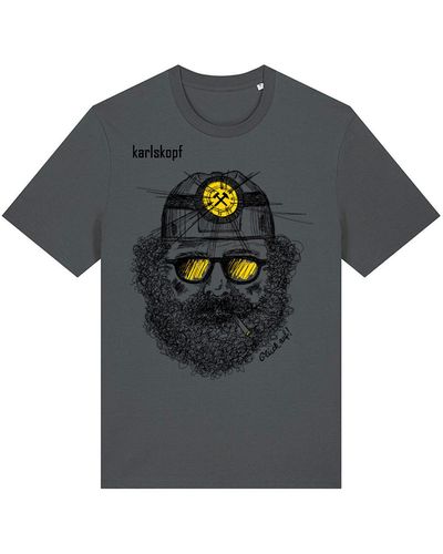 karlskopf Print-Shirt Rundhalsshirt Basic BERGMANN - Grau