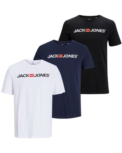 Jack & Jones T-Shirt tolle Designs im 3er Pack - Blau