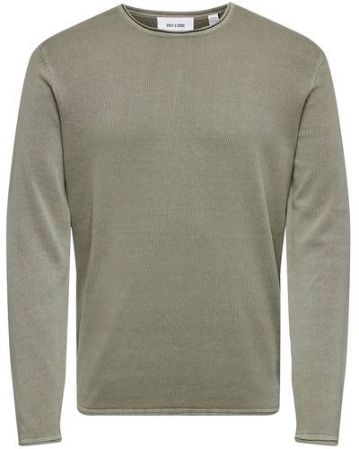 Only & Sons Strickpullover Lässiger Feinstrick Pullover Washed Design Rundhals Sweater 6797 in Schwarz-Weiß - Grün