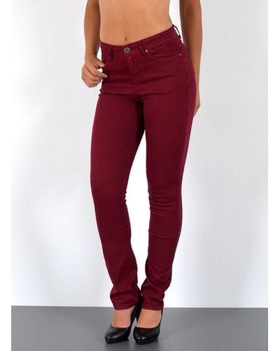 ESRA Straight-Jeans G1300 Straight Fit Jeans-Hose High Waist - Rot