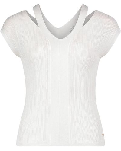 BETTY&CO Sweatshirt Strickpullover Kurz ohne Arm - Weiß