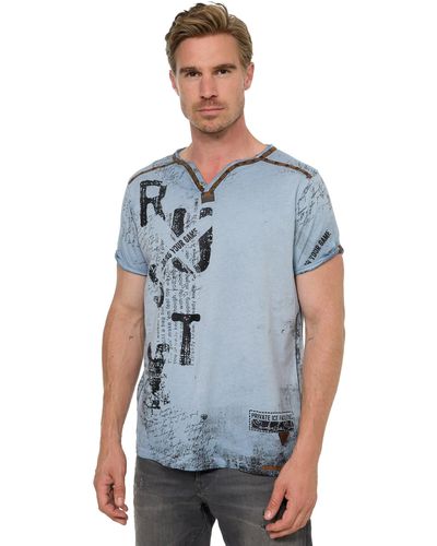 Rusty Neal T-Shirt im Used-Look - Blau