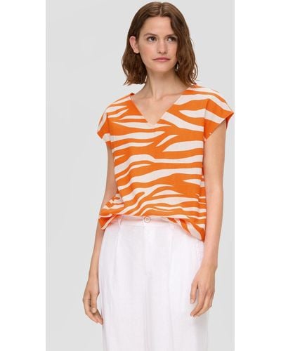 S.oliver Shirttop T-Shirt mit Animal-Muster - Orange