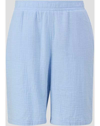 S.oliver Shorts Bermuda aus Baumwolle mit Musterstruktur und Elastikbund Gummizug - Blau